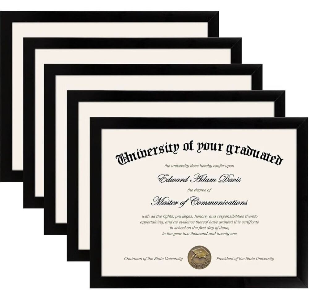 upsimples 8.5 x 11 Certificate Frames Black 5 Pack